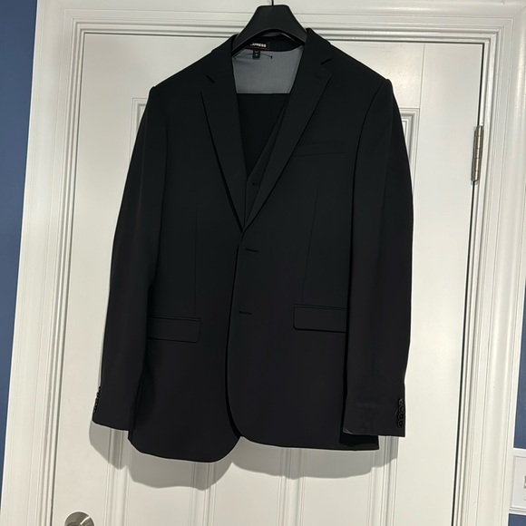 Black suit with tuxedo vest